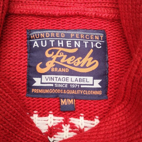 Hundred Percent Authentic Fresh Brand Men's Size Medium Red w/ White Sweater - Picture 3 of 10